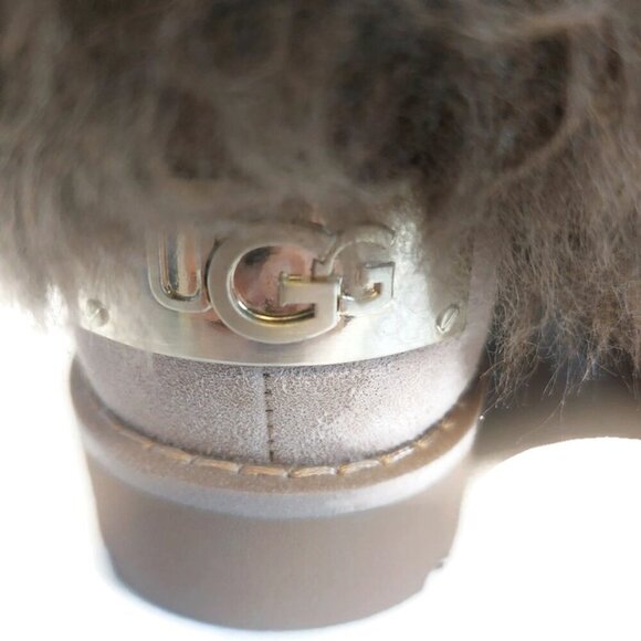 UGG Womens Size 6 Classic Posh Mini Fur Longhair Sheepskin Suede Boots Beachwood - Picture 7 of 10